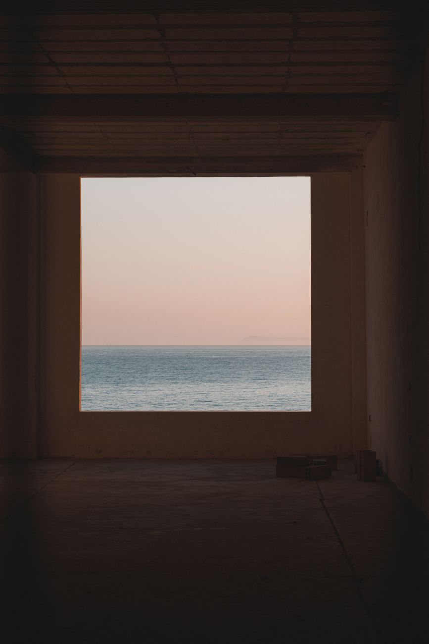 Coastal cliffs and minimalist architecture